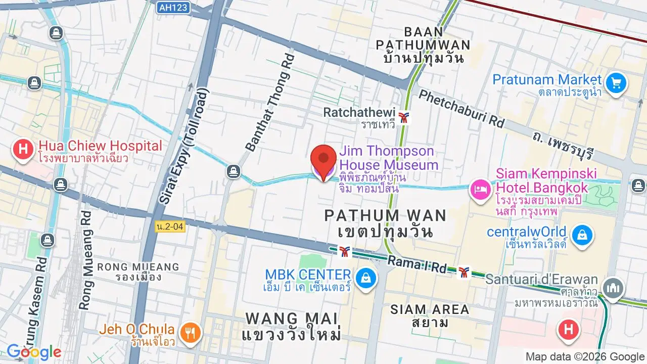 Map showing location of Jim Thompson House