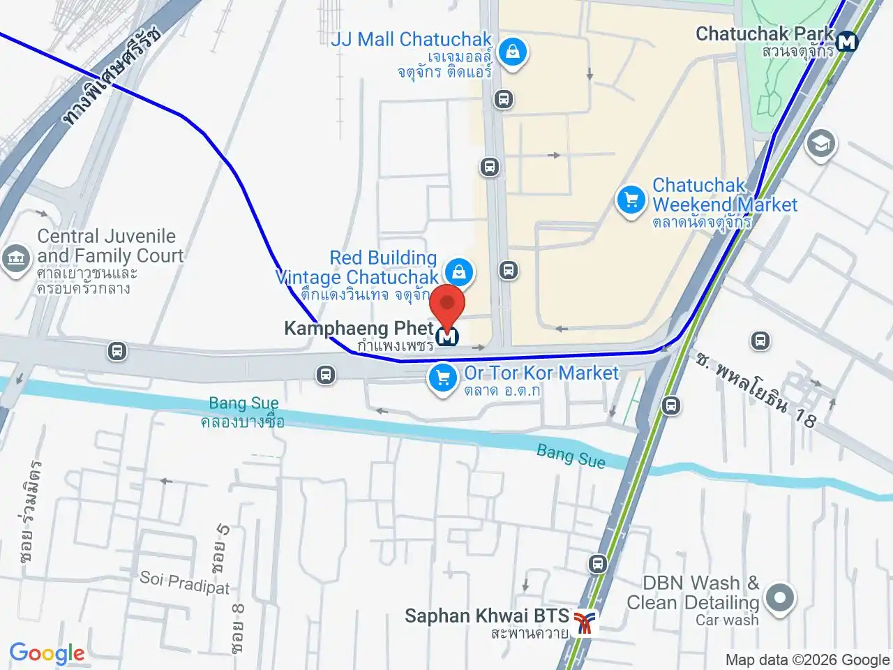 Map showing the location of Kamphaeng Phet station
