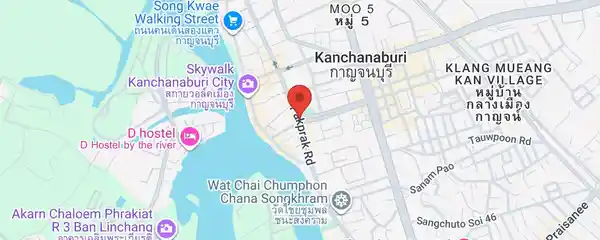 Static map showing Kanchanaburi Walking Street in Kanchanaburi