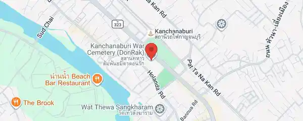 Static map showing Kanchanaburi War Cemetery in Kanchanaburi