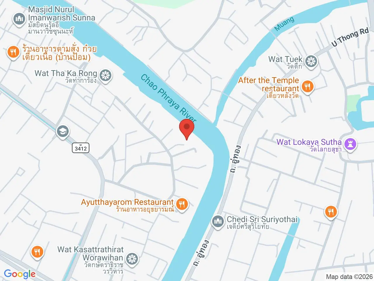 Static map showing Kaow Laor in Ayutthaya