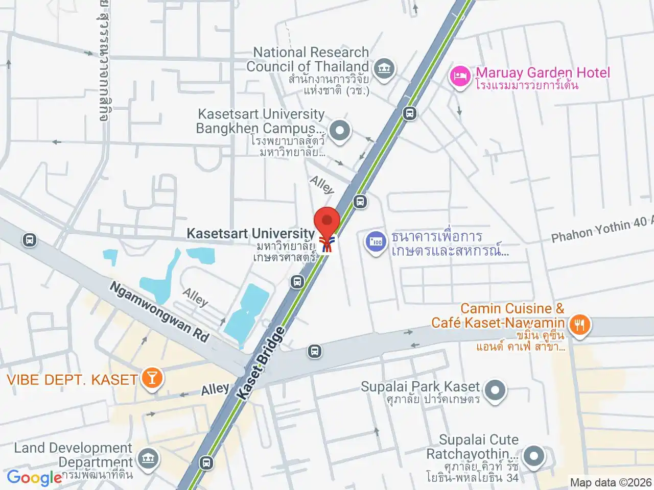 Map showing the location of Kasetsart University station