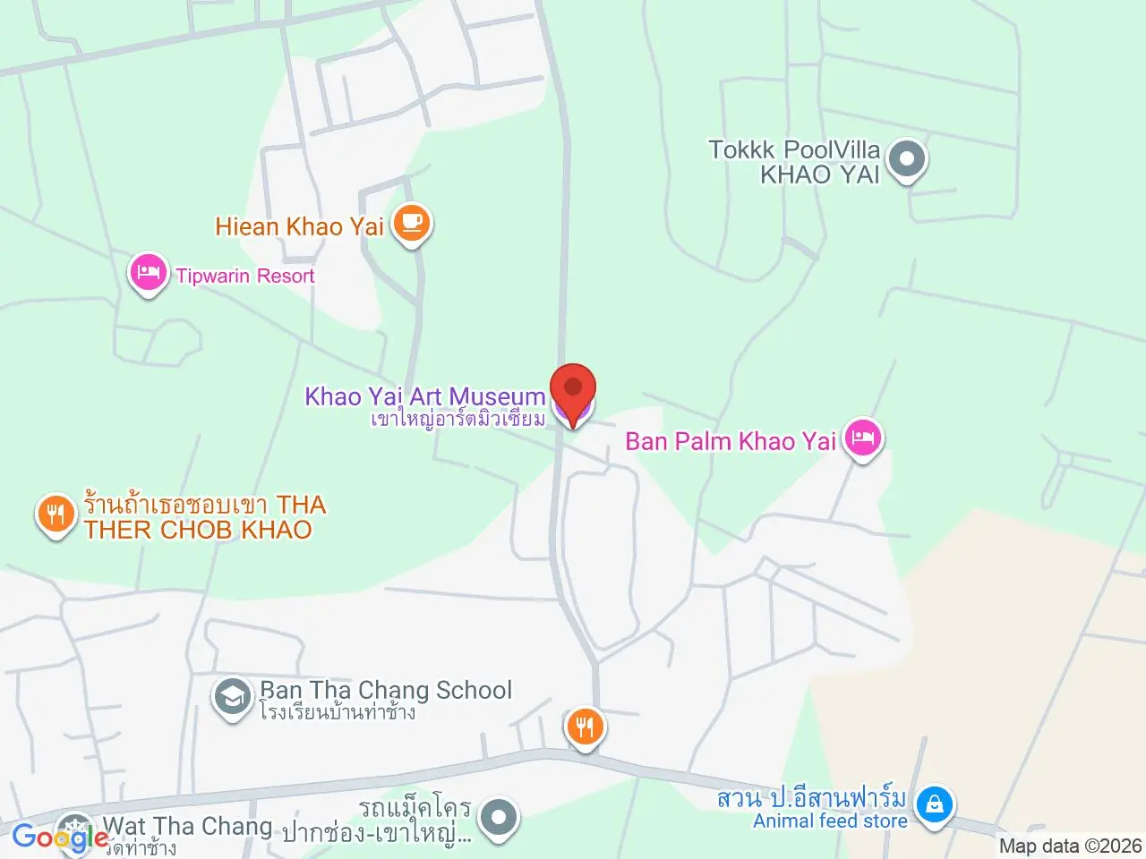 Static map showing Khao Yai Art Museum in Khao Yai