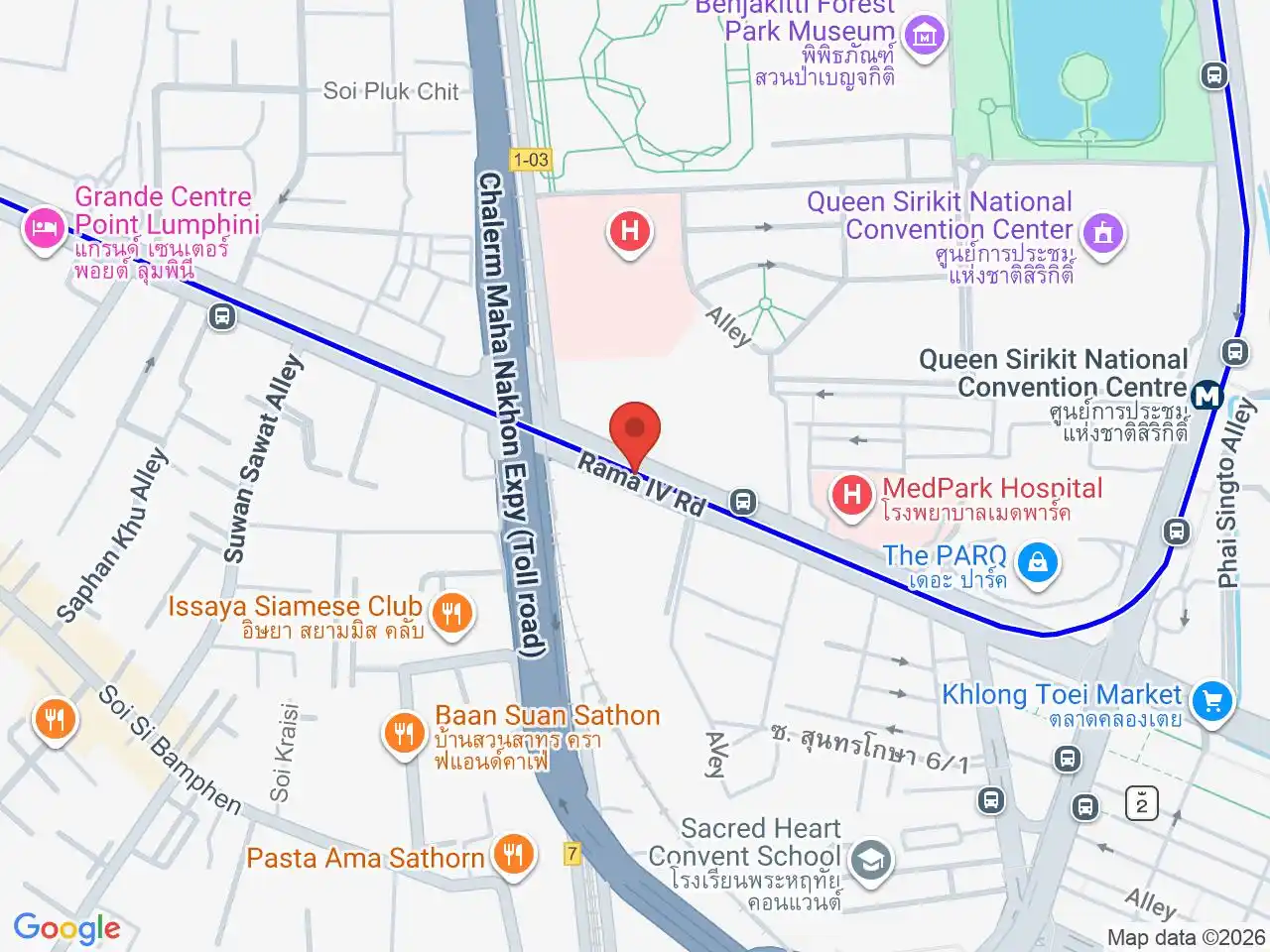 Map showing the location of Khlong Toei station