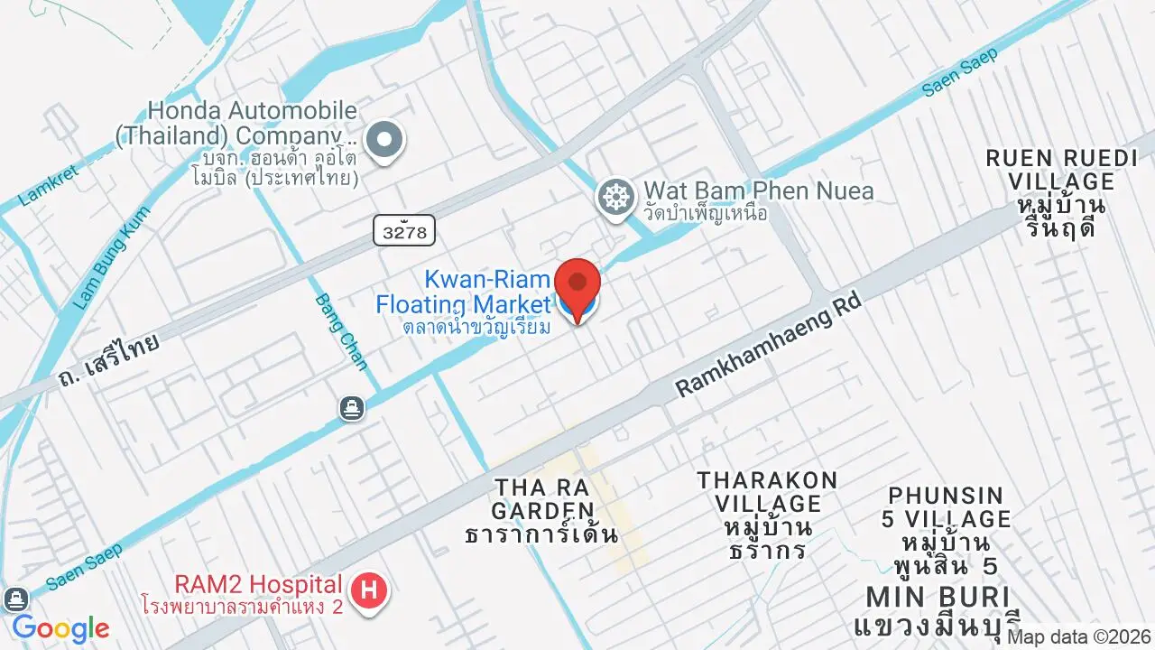 Map showing location of Khwan Riam Floating Market