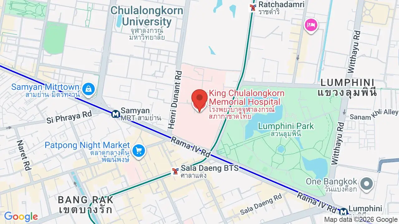 Map showing location of King Chulalongkorn Memorial Hospital