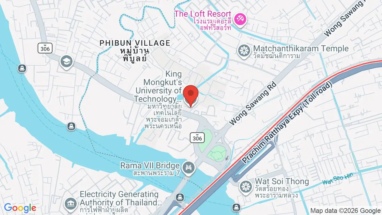 Map showing location of King Mongkut's University of Technology North Bangkok (KMUTNB)