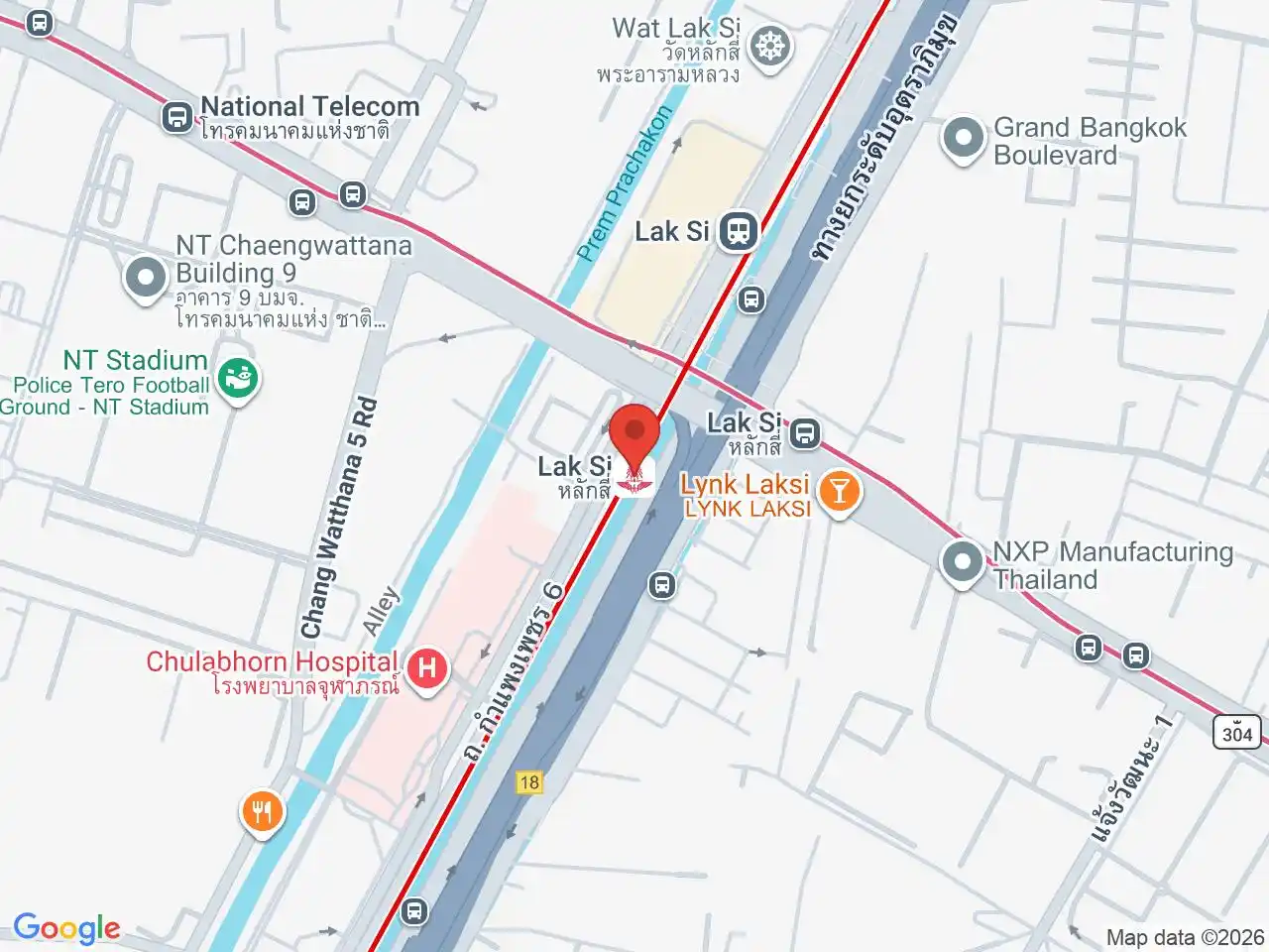 Map showing the location of Lak Si station