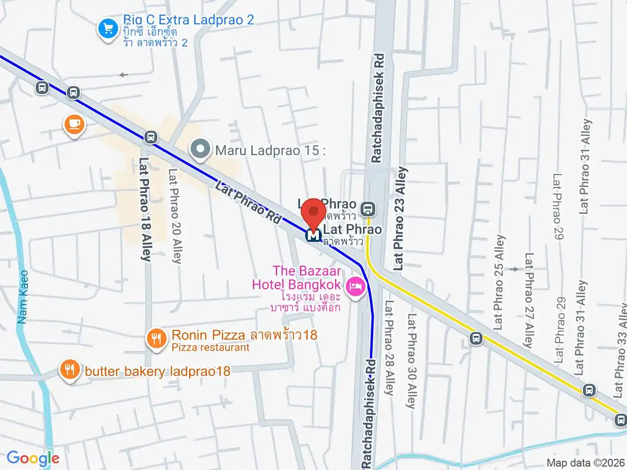 Map showing the location of Lat Phrao station