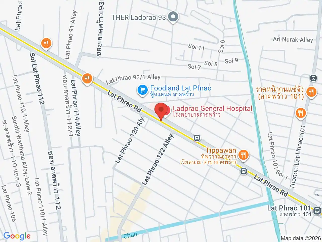 Map showing the location of Mahat Thai station
