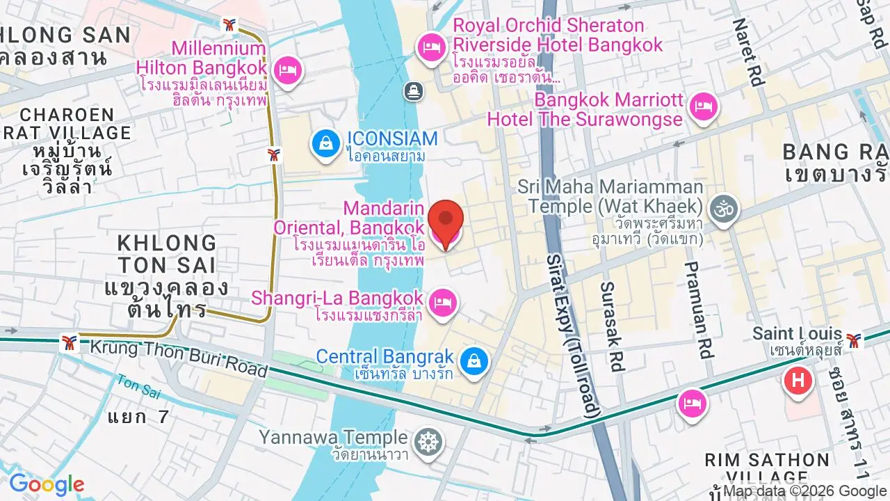 Map showing location of Mandarin Oriental Bangkok