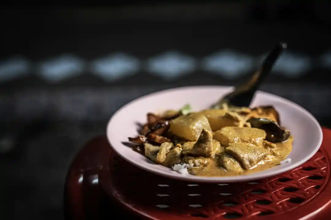 Khao moo daeng and massaman curry rice dishes photo 2