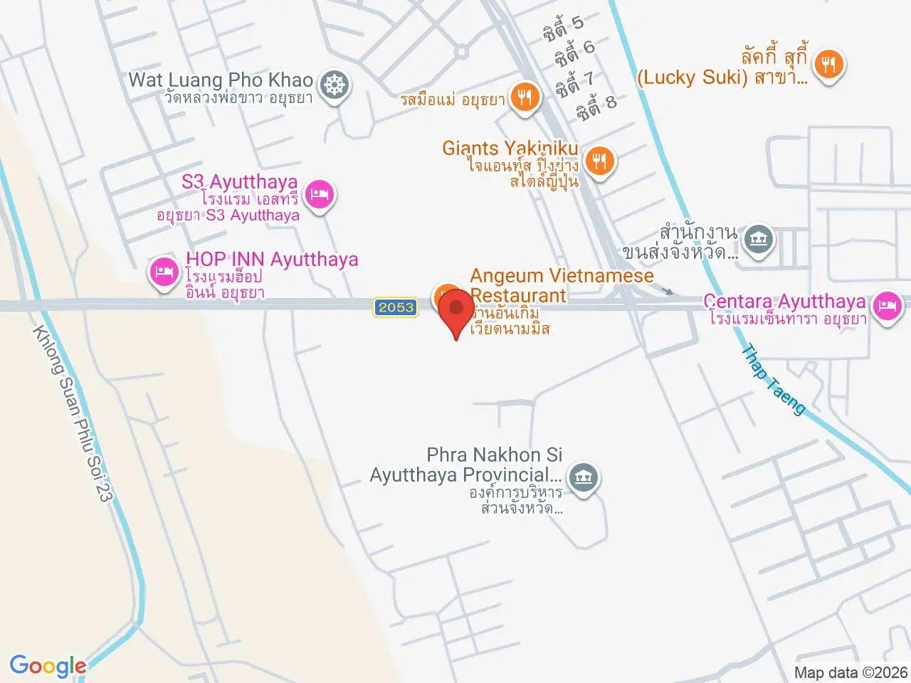 Static map showing Mayuu Ayutthaya Hotel in Ayutthaya
