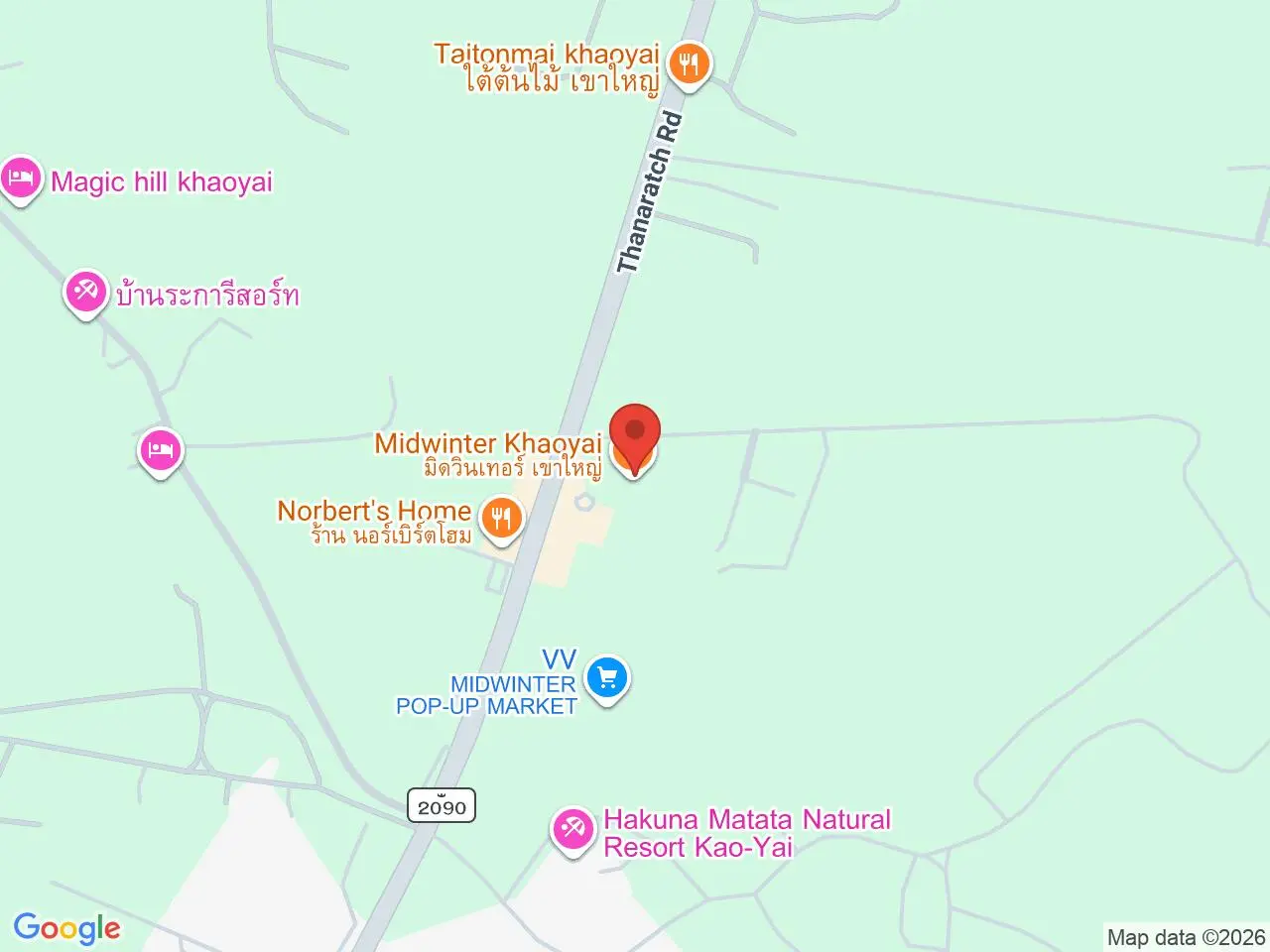 Static map showing Midwinter Khaoyai in Khao Yai