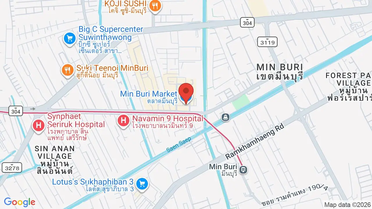 Map showing location of Min Buri Market