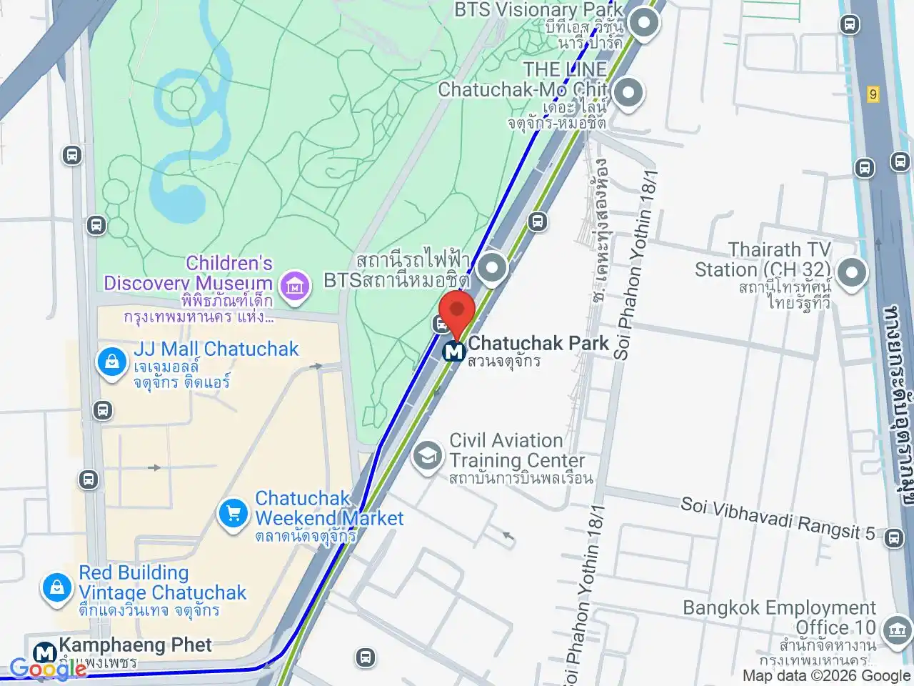 Map showing the location of Mo Chit station