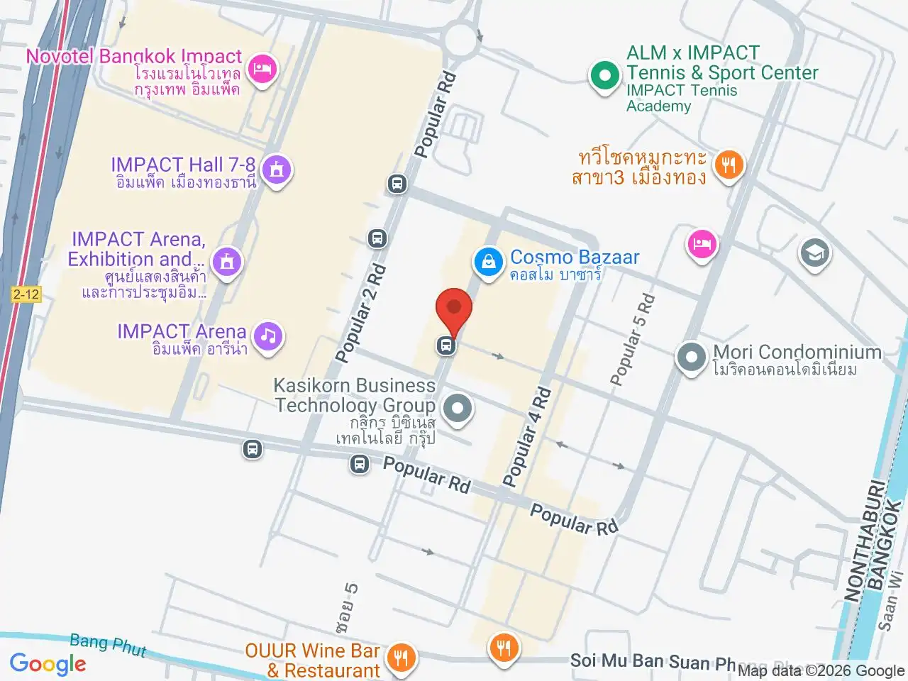 Large Google map centered on Muang Thong Thani