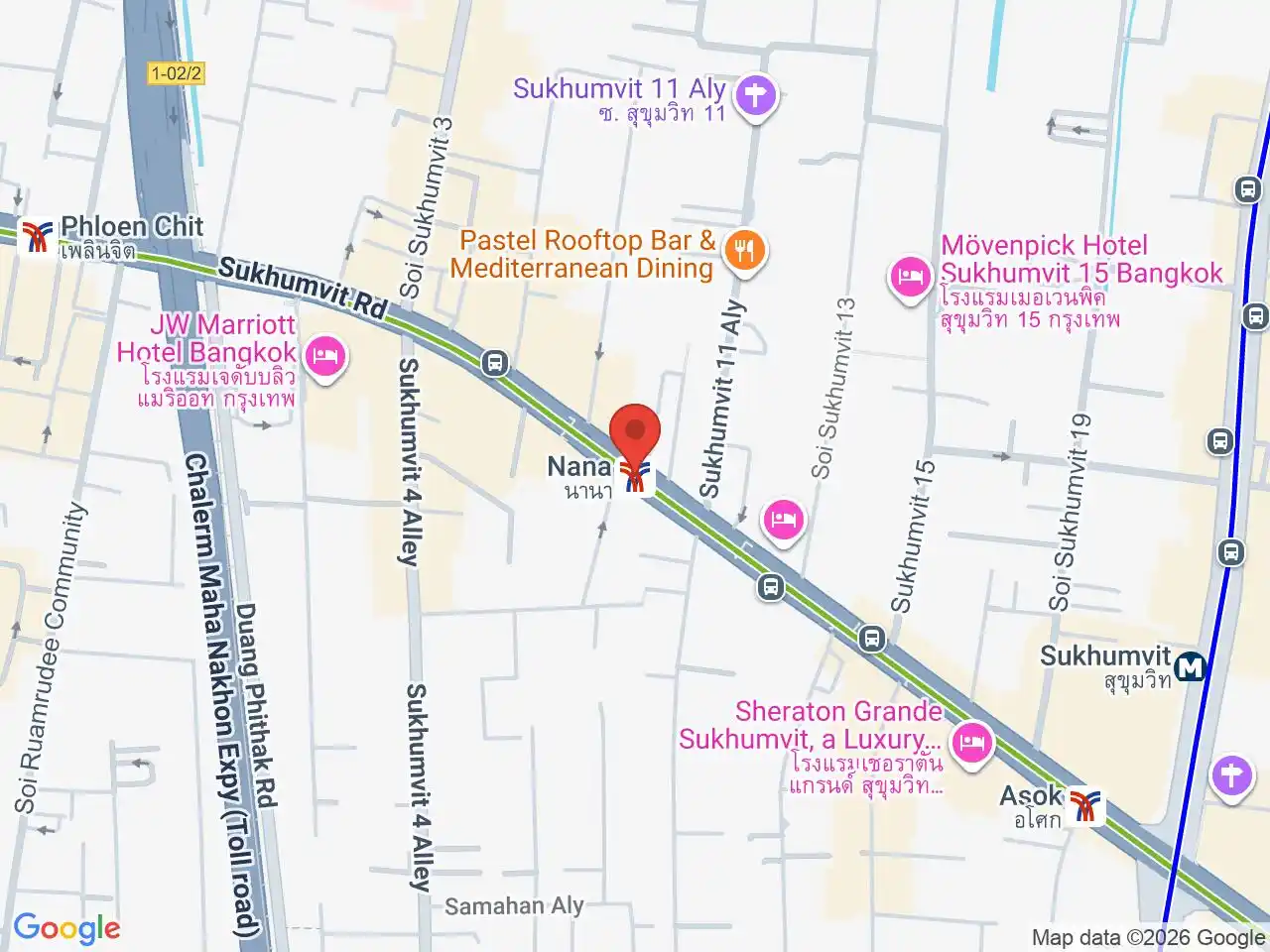 Map showing the location of Nana station