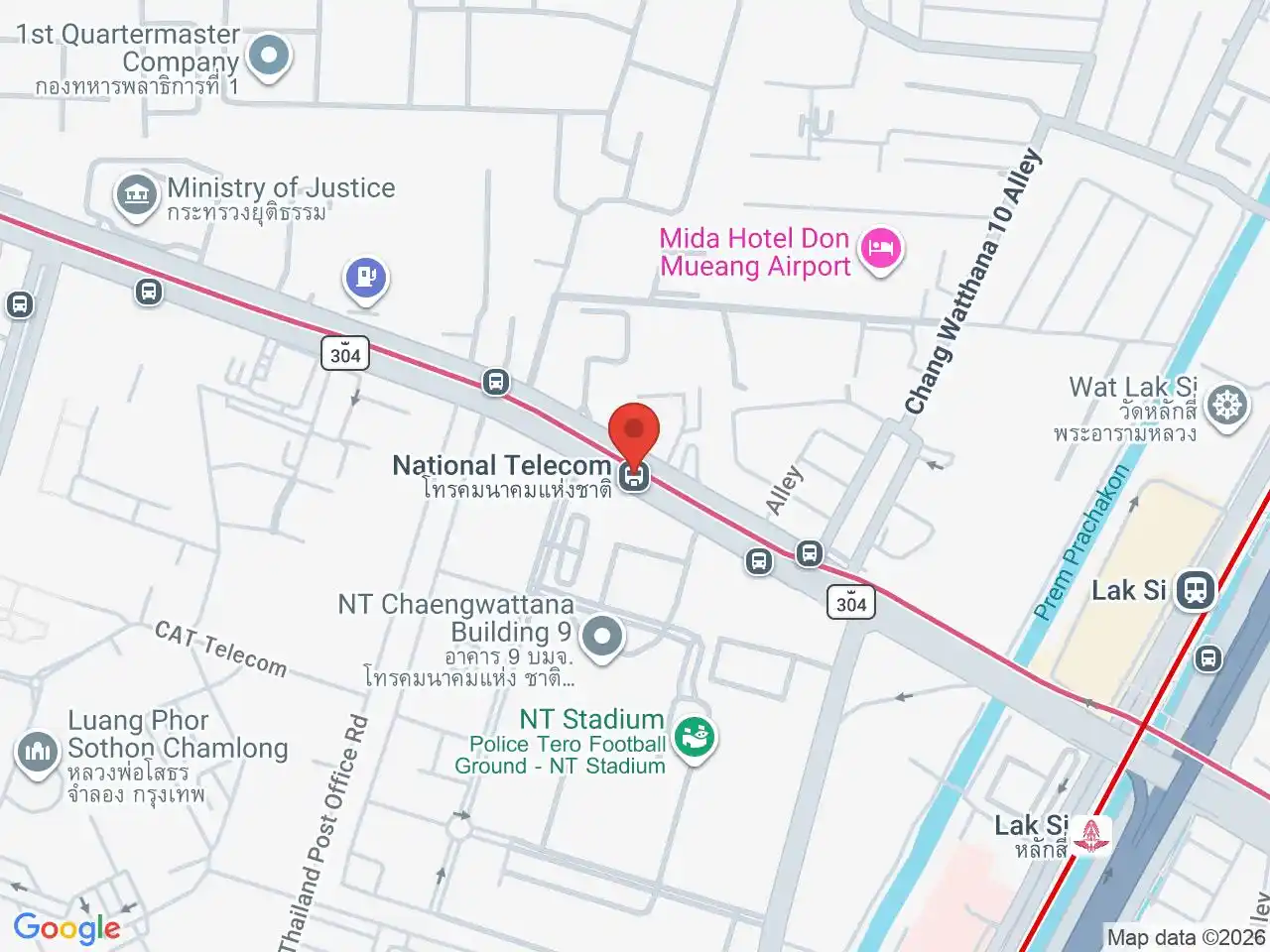 Map showing the location of National Telecom station