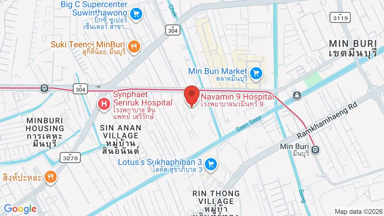 Map showing location of Navamin 9 Hospital