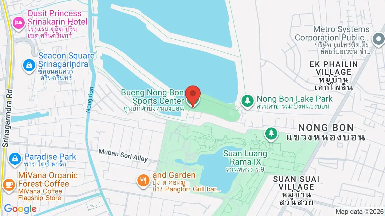 Map showing location of Nong Bon Lake Sports Center