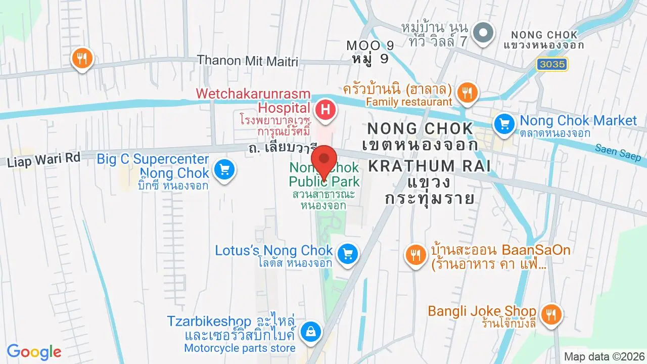 Map showing location of Nong Chok Park