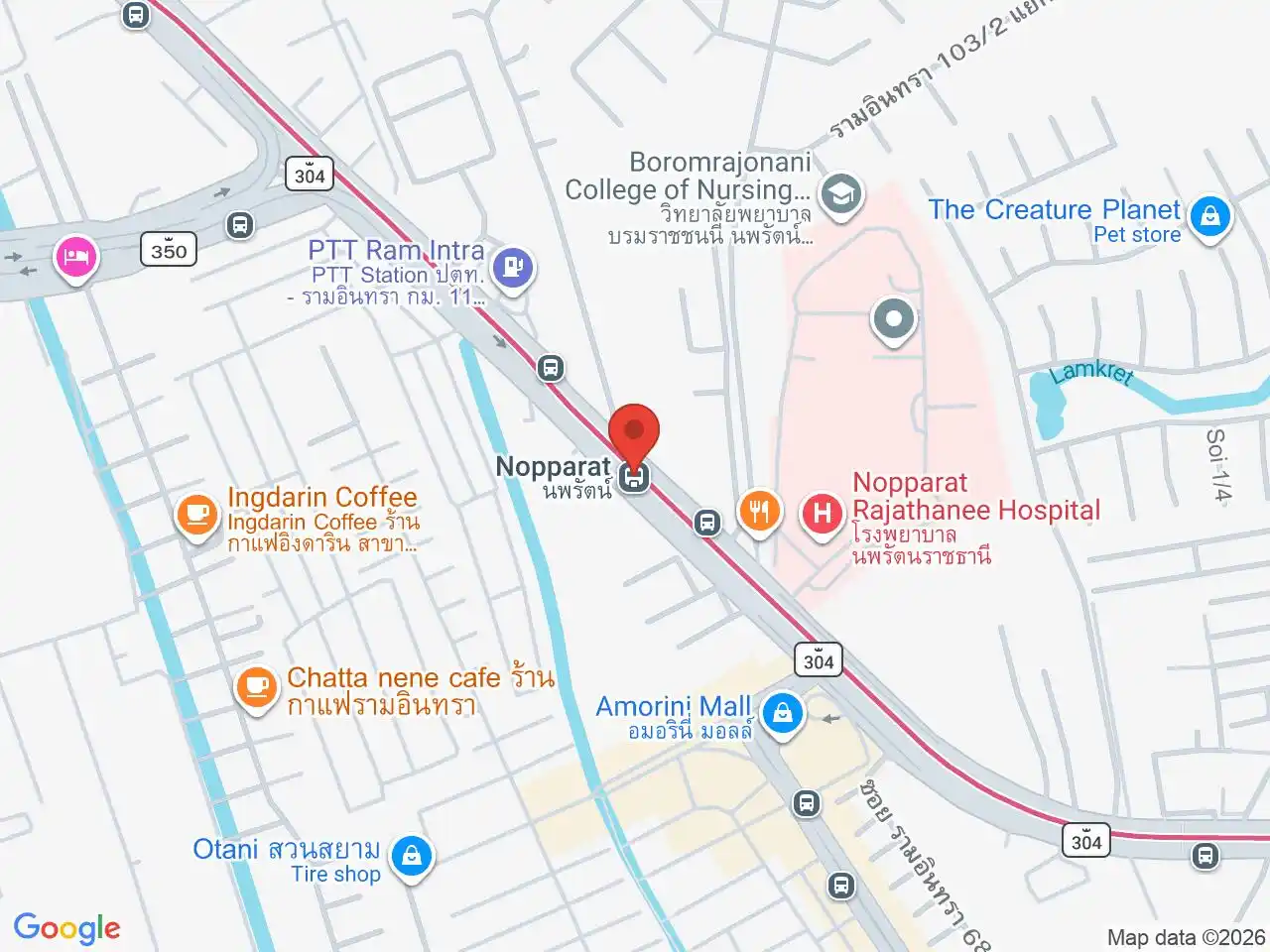 Map showing the location of Nopparat station