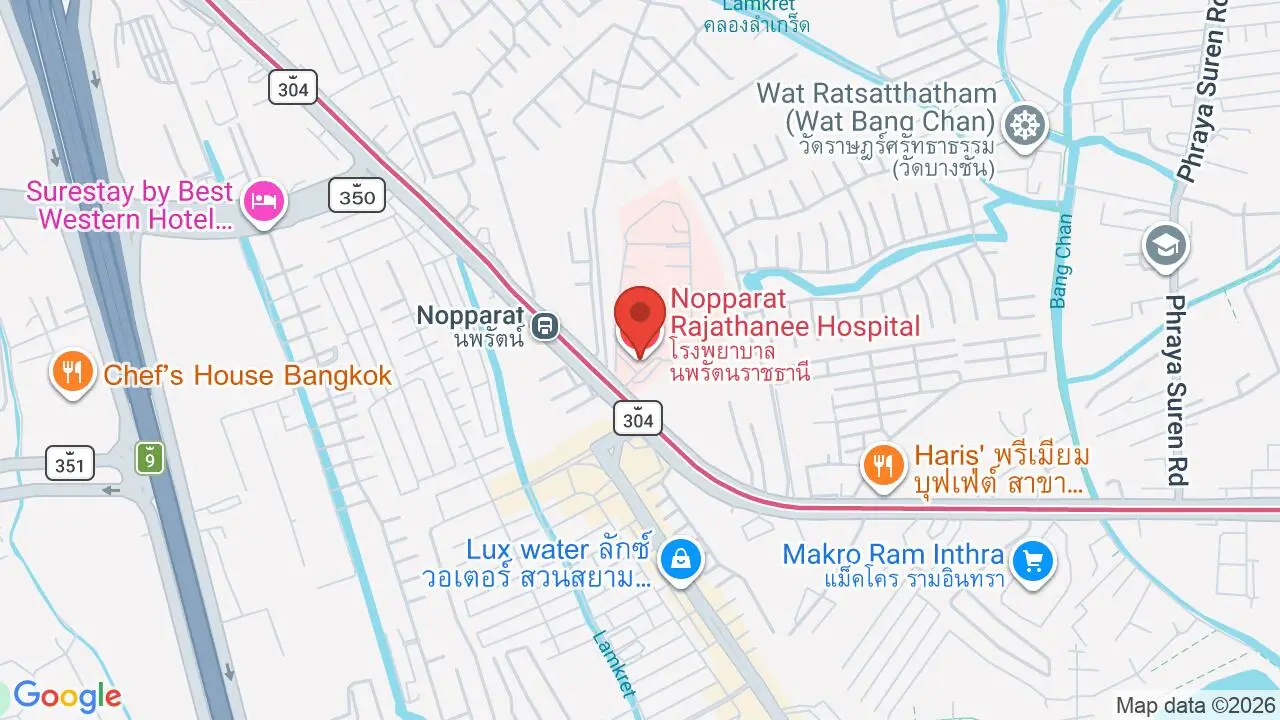 Map showing location of Nopparat Rajathanee Hospital