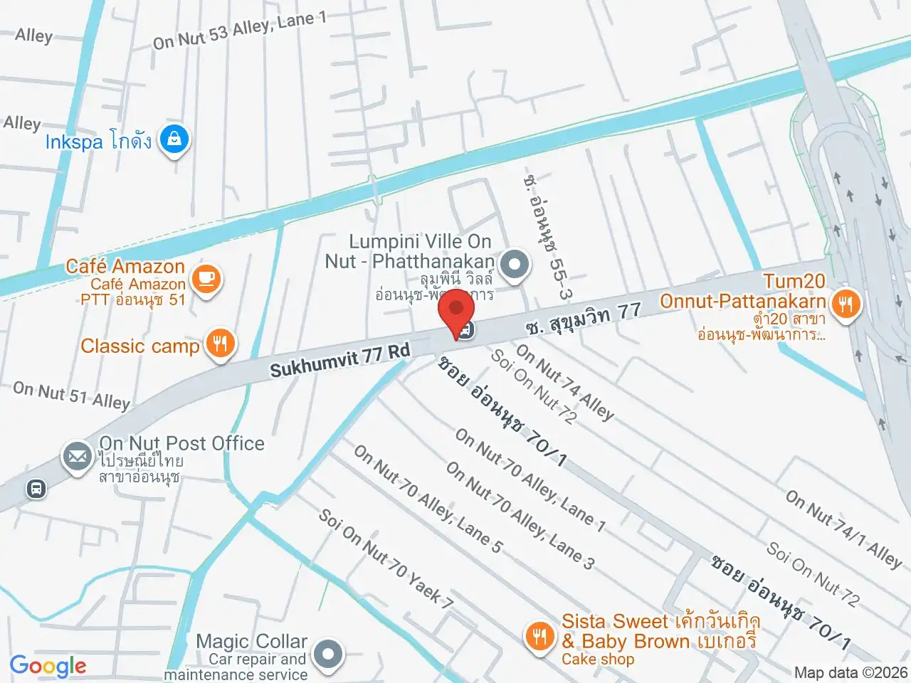 Large Google map centered on On Nut
