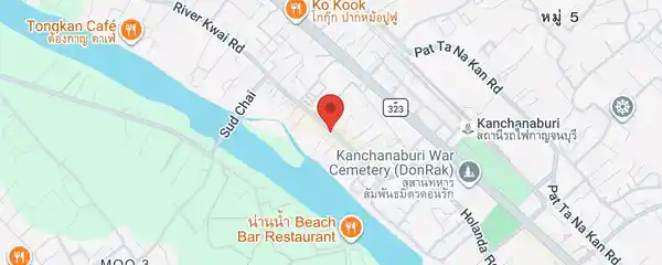 Static map showing On's Thai-Issan Vegan in Kanchanaburi
