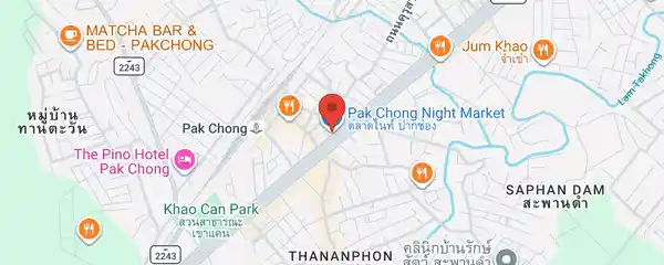 Static map showing Pak Chong Night Market in Khao Yai