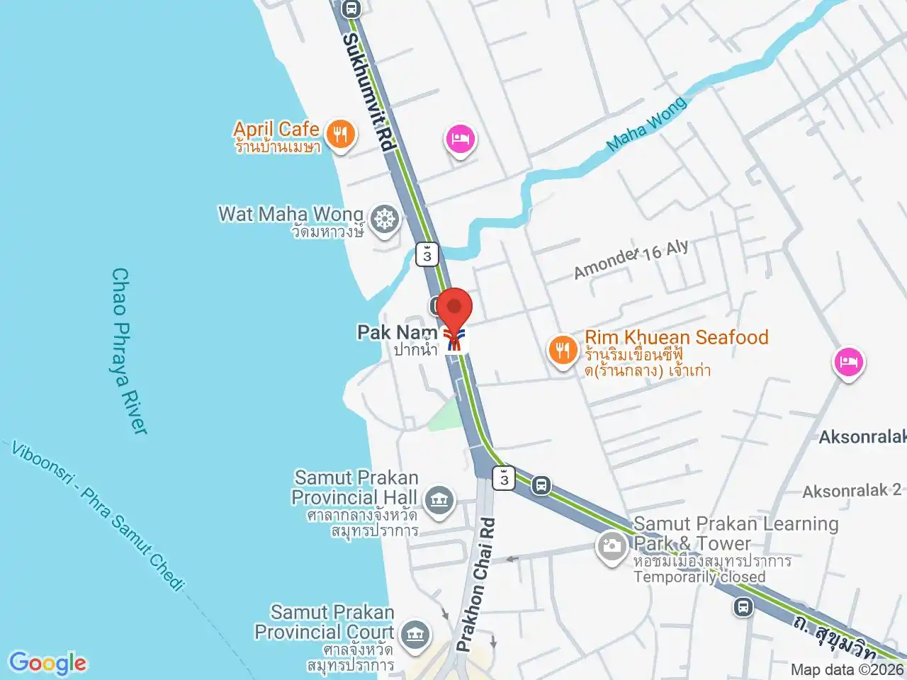 Map showing the location of Pak Nam station