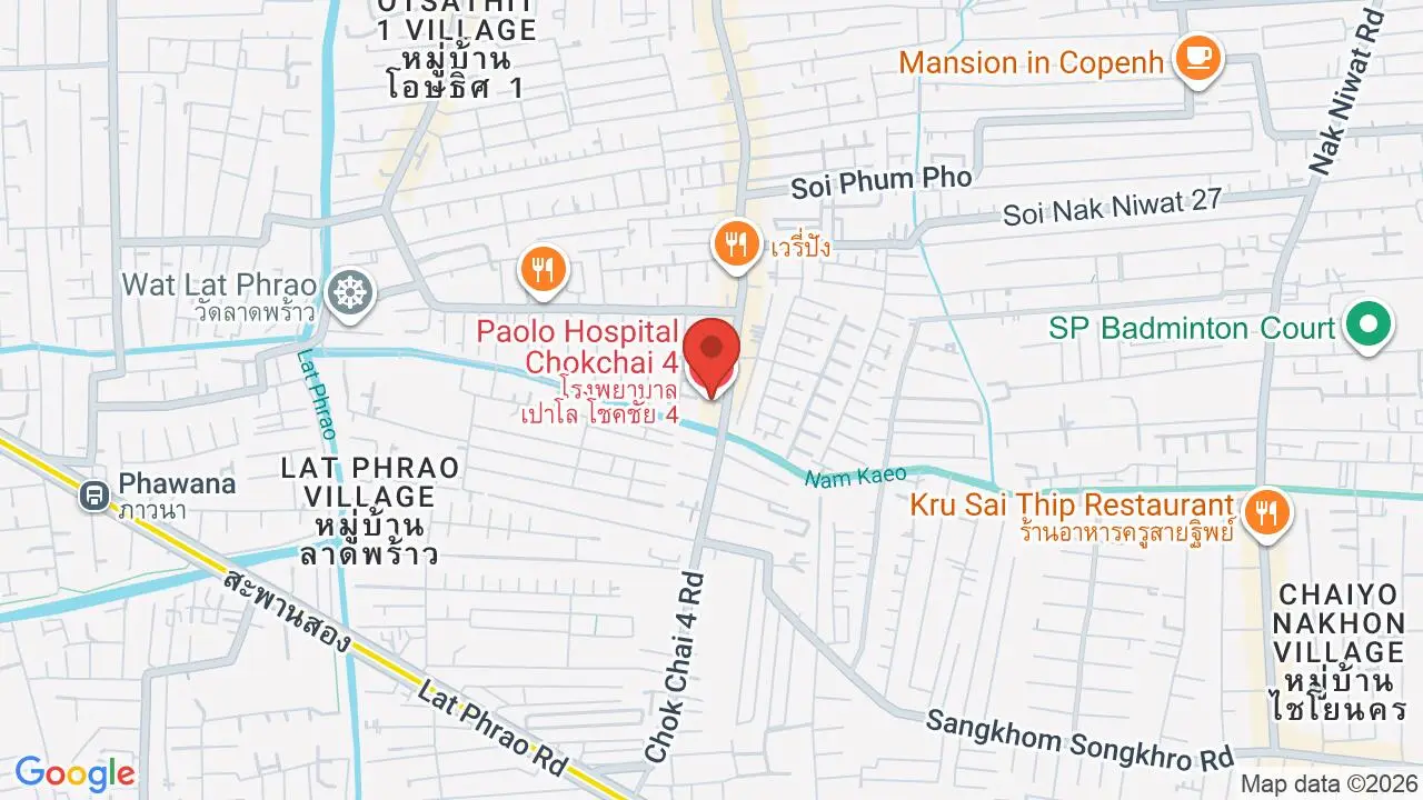 Map showing location of Paolo Hospital Chokchai 4