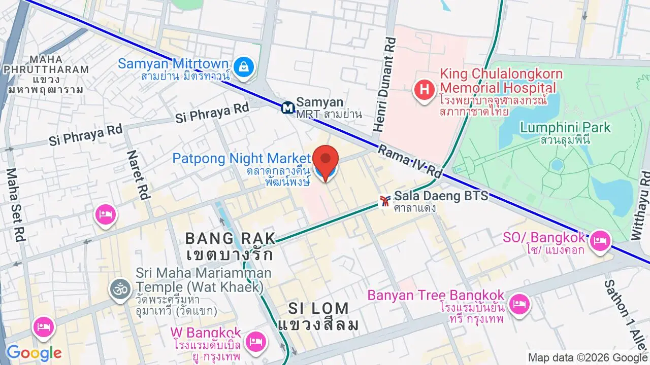 Map showing location of Patpong Night Market