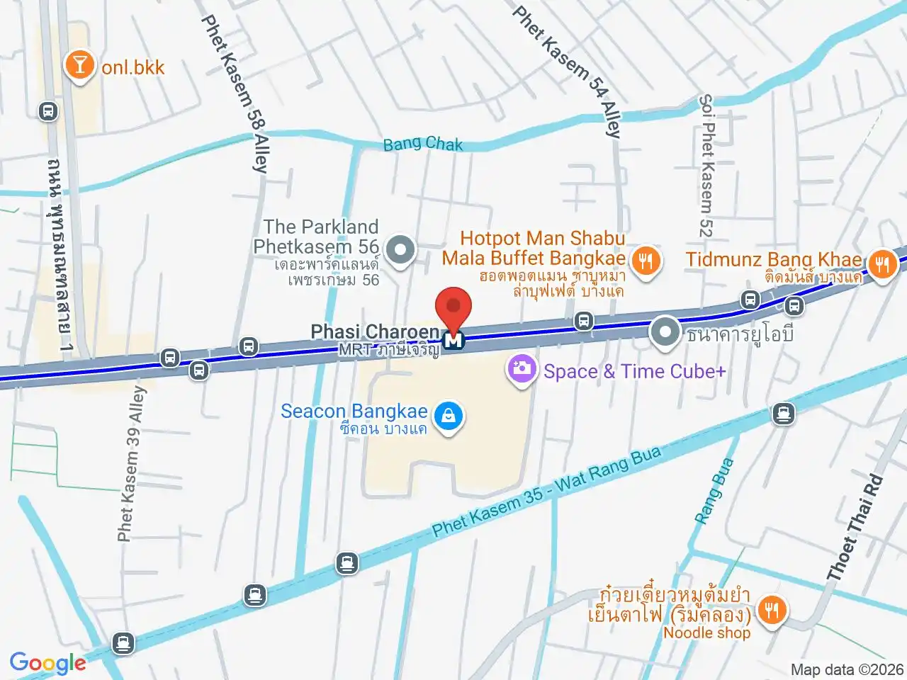 Map showing the location of Phasi Charoen station