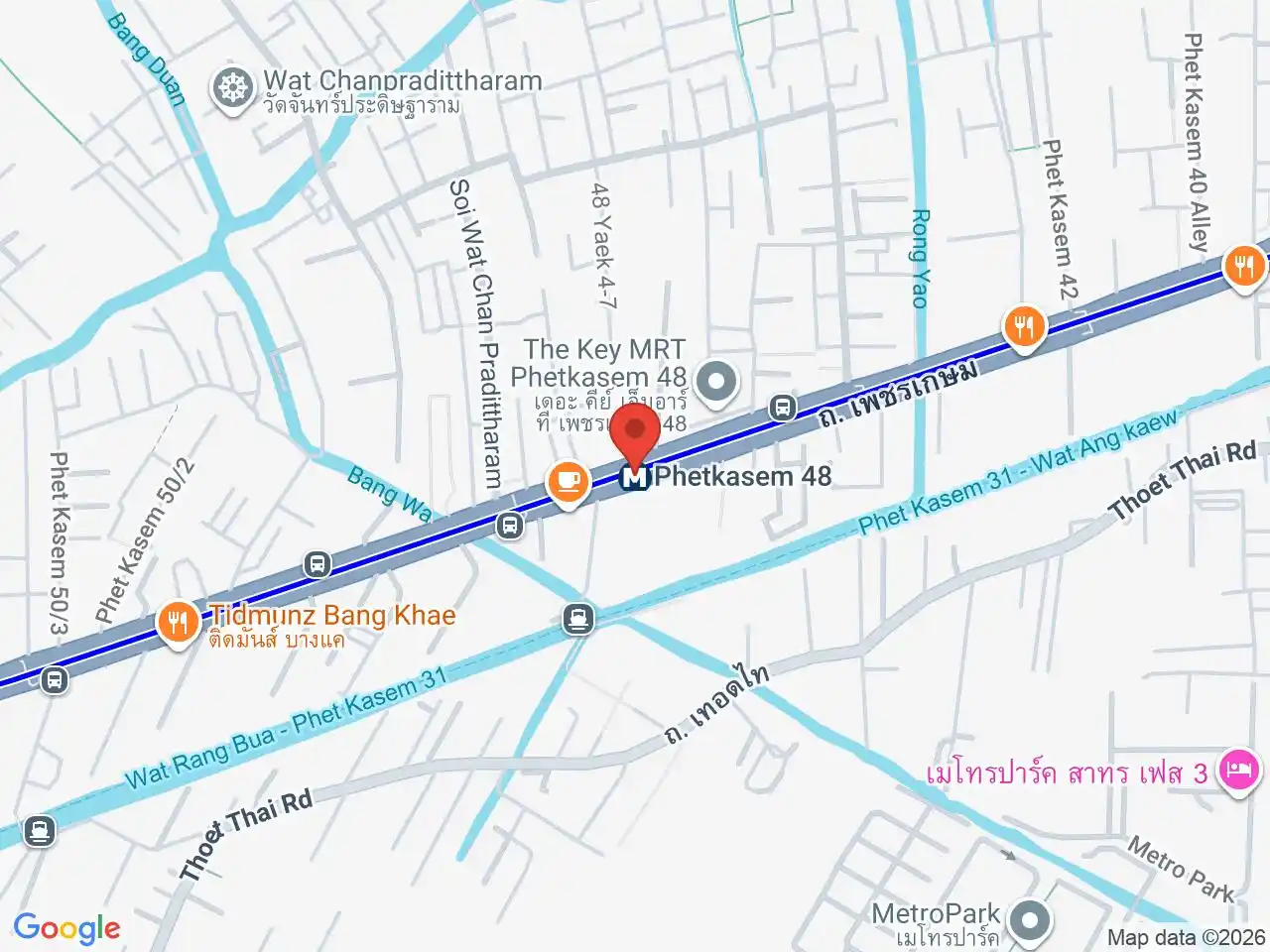 Map showing the location of Phetkasem 48 station