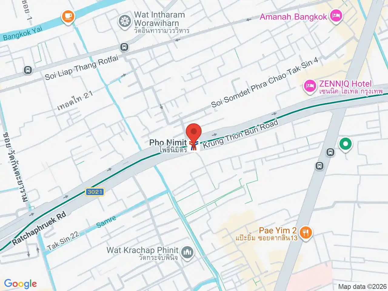 Map showing the location of Pho Nimit station