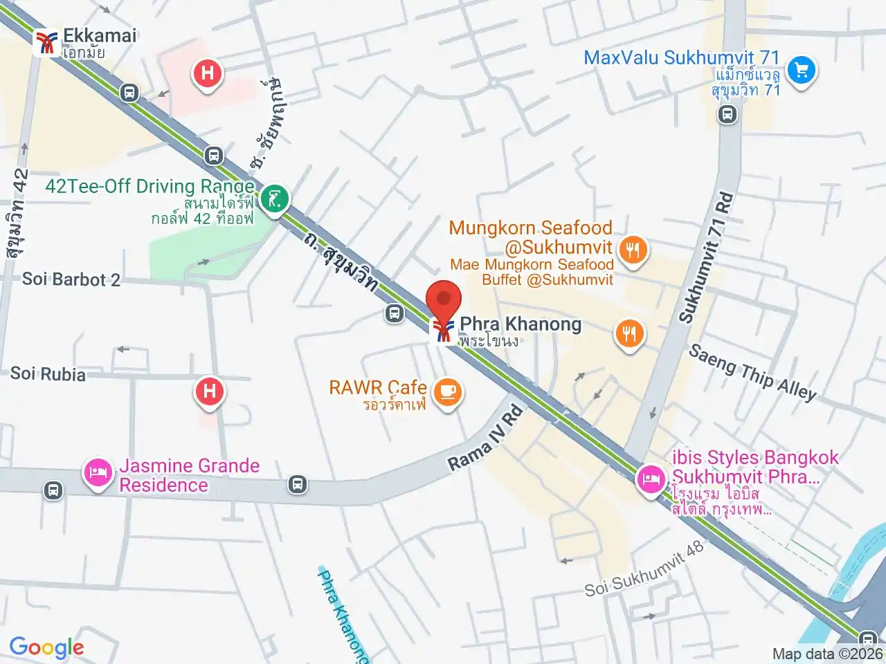 Map showing the location of Phra Khanong station