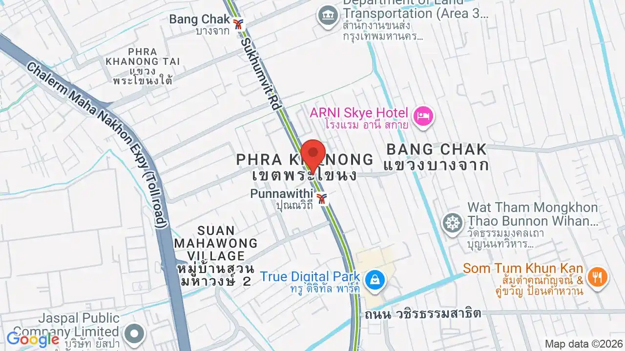 Google map centered on Phra Khanong