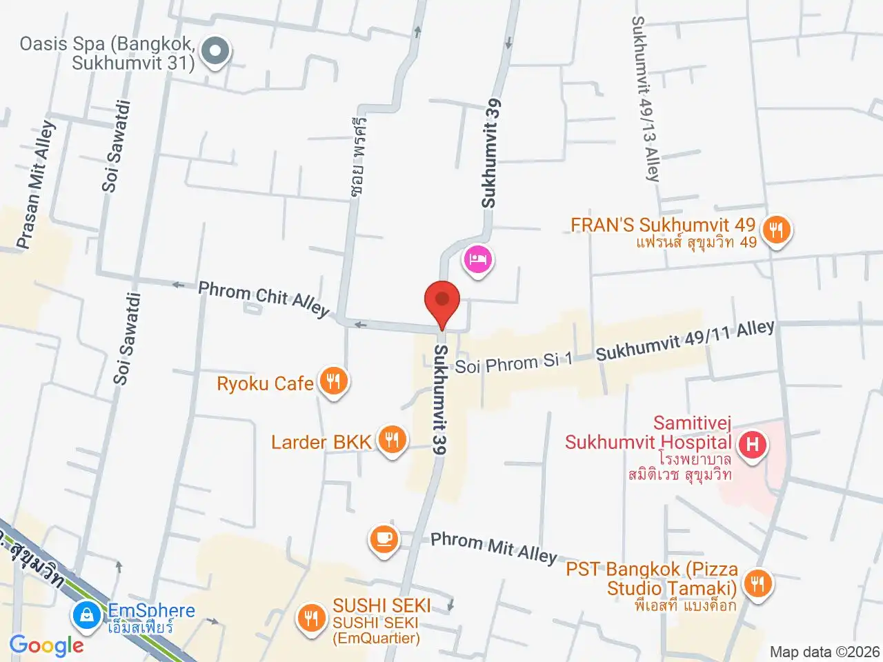 Large Google map centered on Phrom Phong