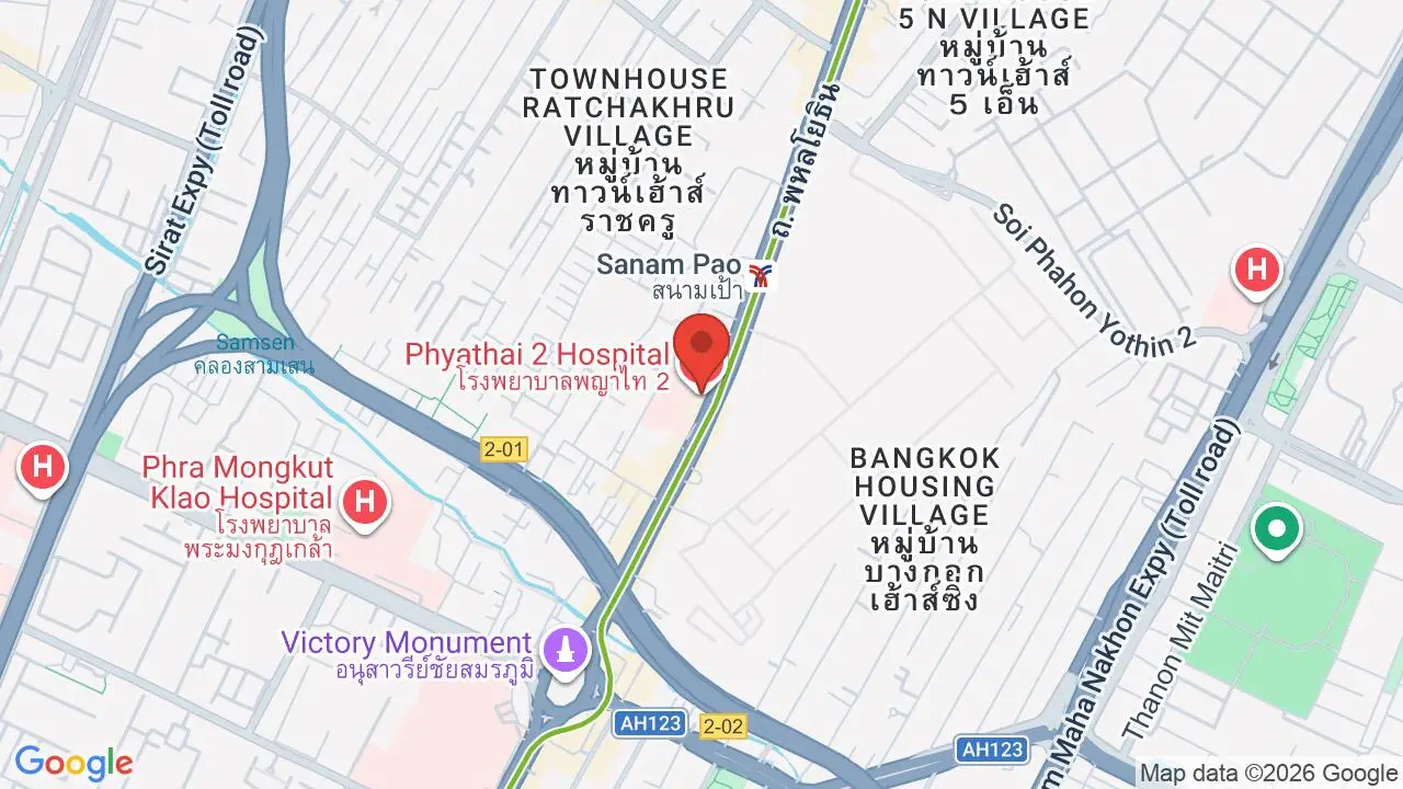 Map showing location of Phyathai 2 Hospital
