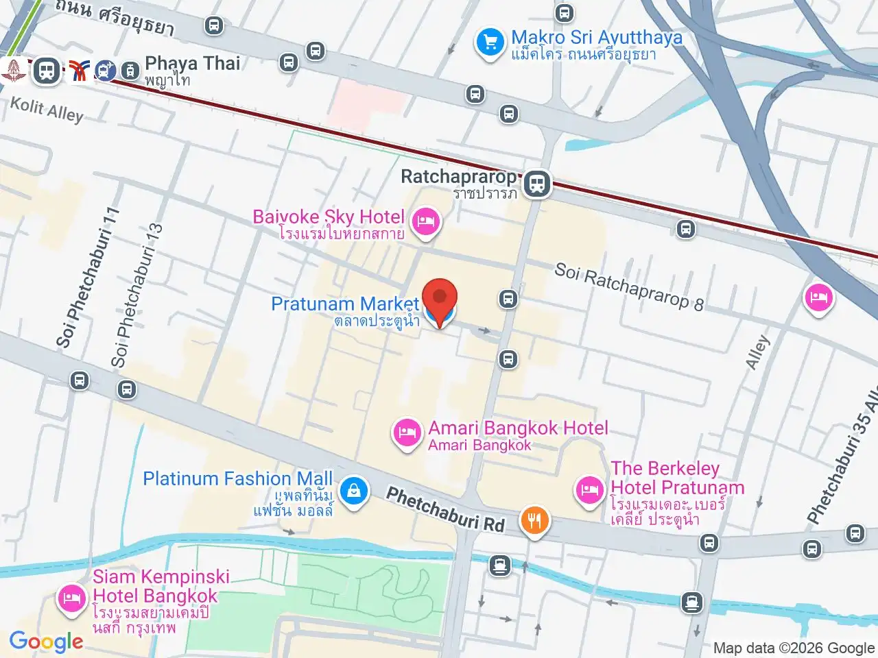 Large Google map centered on Pratunam