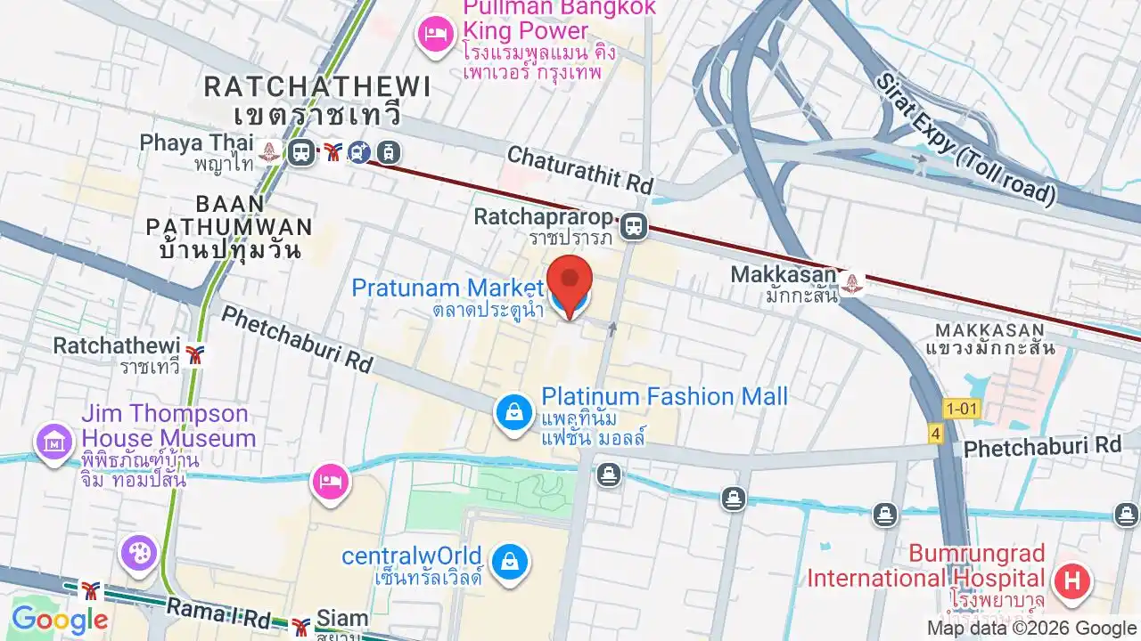 Google map centered on Pratunam