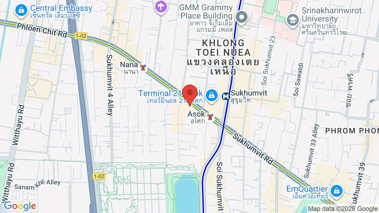Map showing location of Pro Language School Bangkok