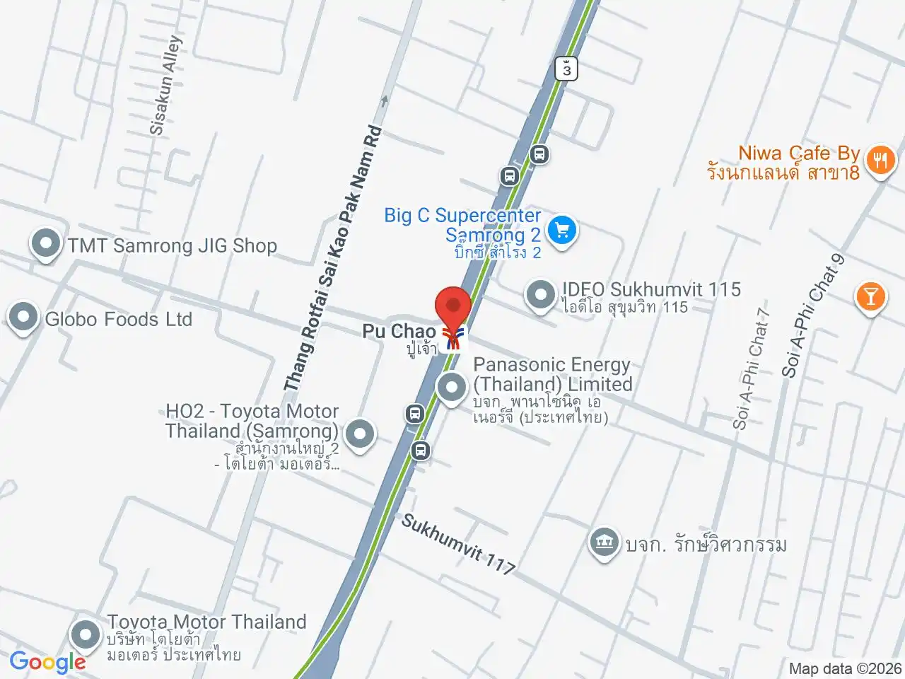 Map showing the location of Pu Chao station
