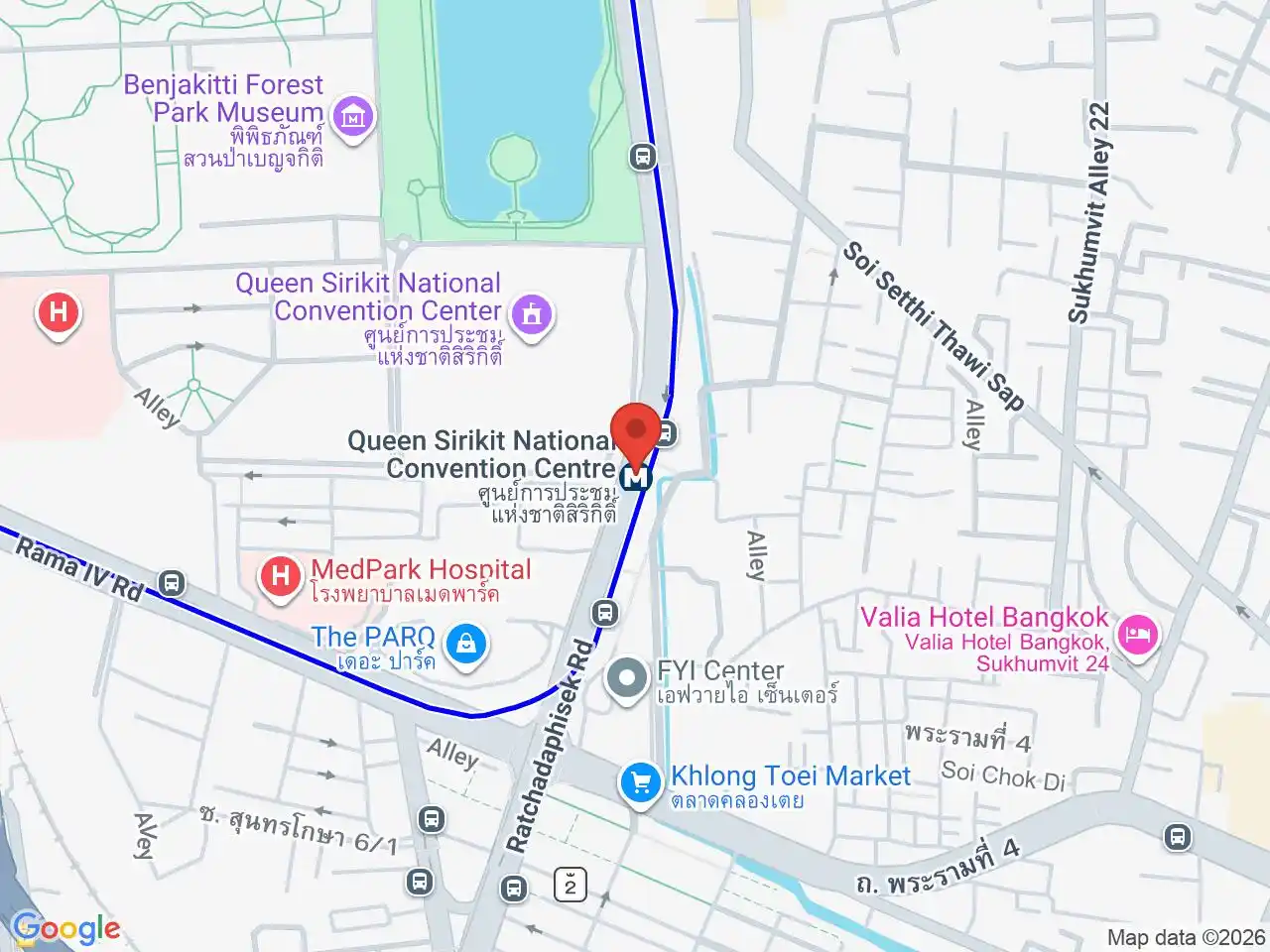 Map showing the location of Queen Sirikit National Convention Centre station