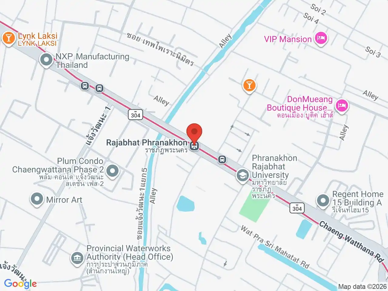 Map showing the location of Rajabhat Phranakhon station