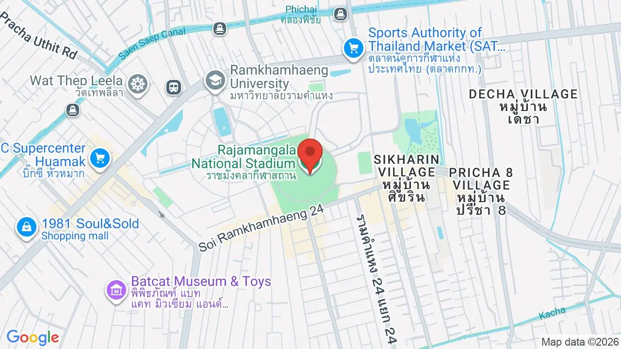 Map showing location of Rajamangala National Stadium