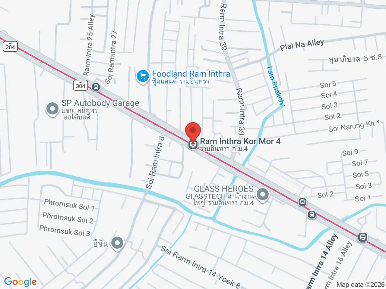 Map showing the location of Ram Inthra Kor Mor 4 station