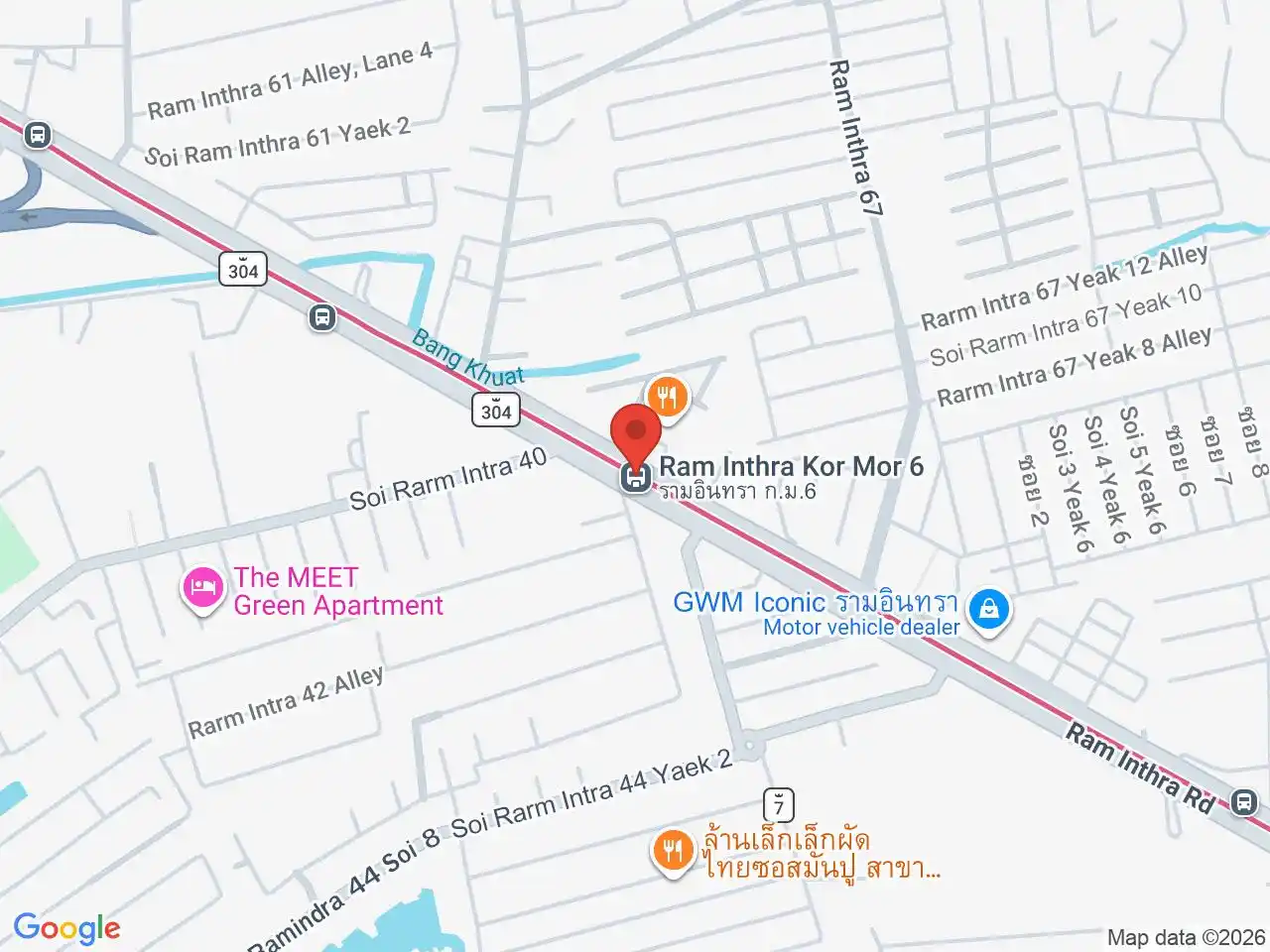 Map showing the location of Ram Inthra Kor Mor 6 station